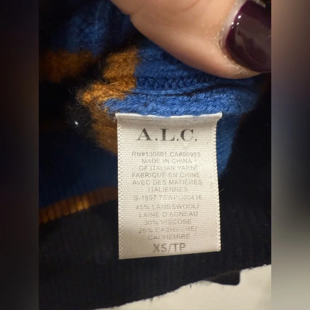 A.L.C. Roman Stripe Sweater in Cobalt Caramel Black size XS